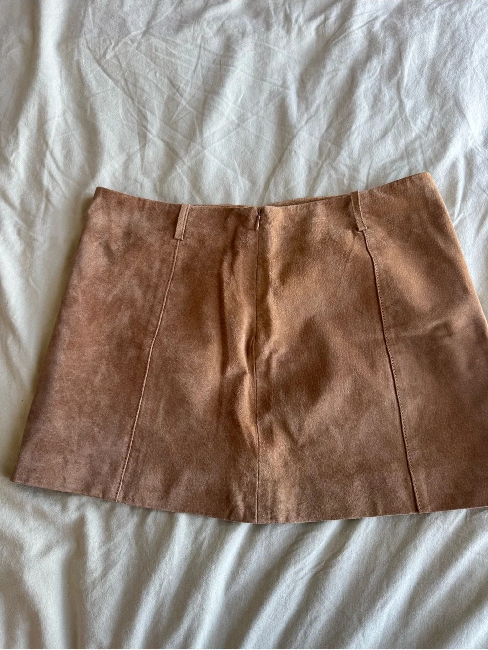 ZARA Suede Mini Skirt Light Camel Tan Size S 4341/503